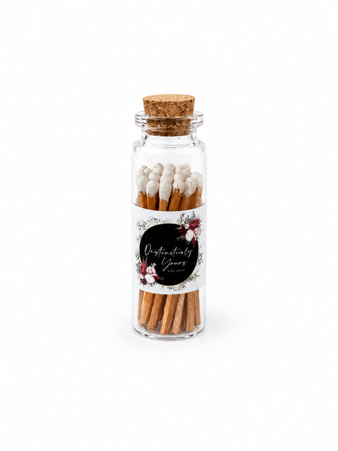 White Faux Ceder Match & Striker Glass