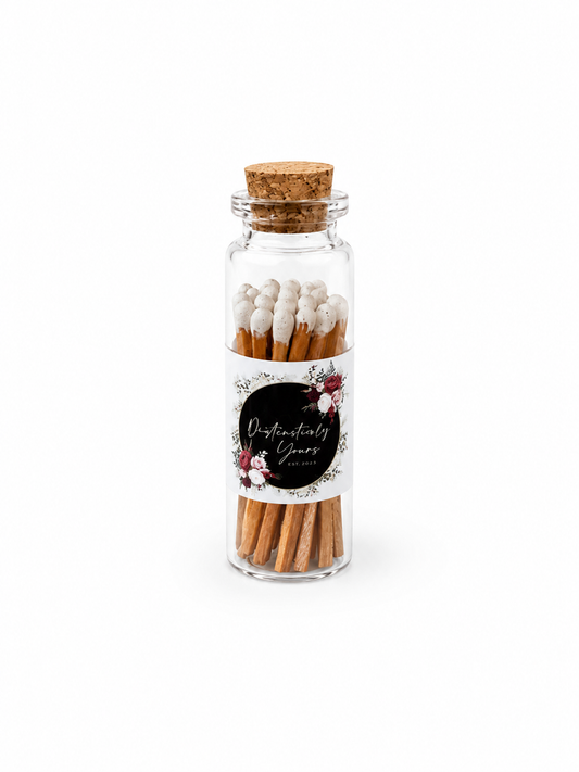 White Faux Ceder Match & Striker Glass