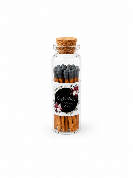 Black Faux Ceder Match & Striker Glass