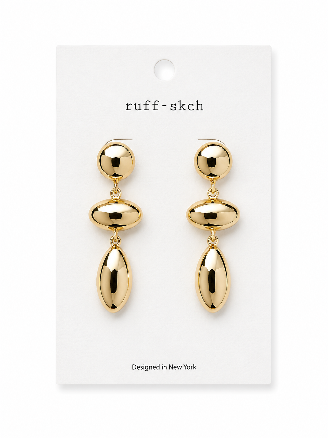 Triple Link Gold Drop Earrings