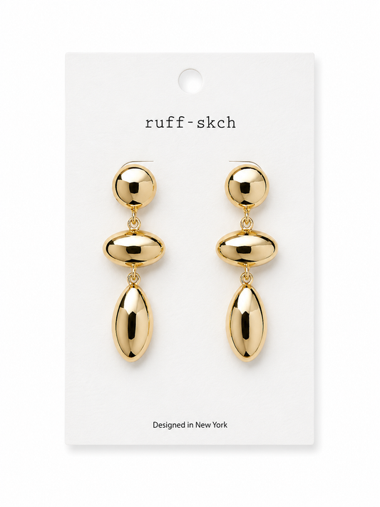 Triple Link Gold Drop Earrings