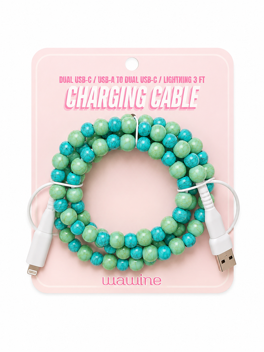 Turquoise Mix Beaded Phone Charger