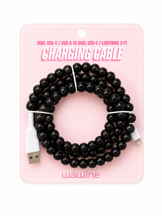 Black Beaded Phone Charger