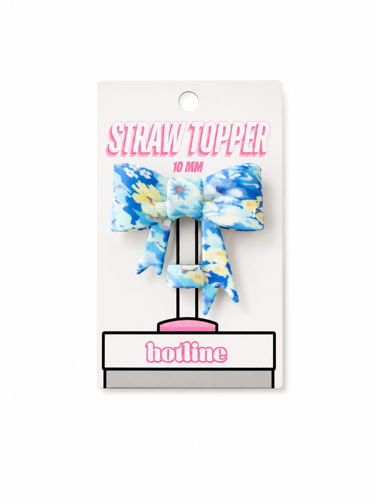 Blue Floral Straw Topper