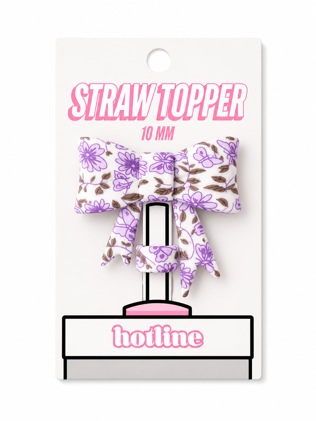 Purple Floral Straw Topper
