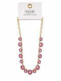 Pink Rhinestone Linked Necklace