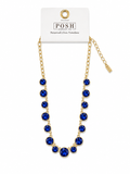 Blue Rhinestone Linked Necklace