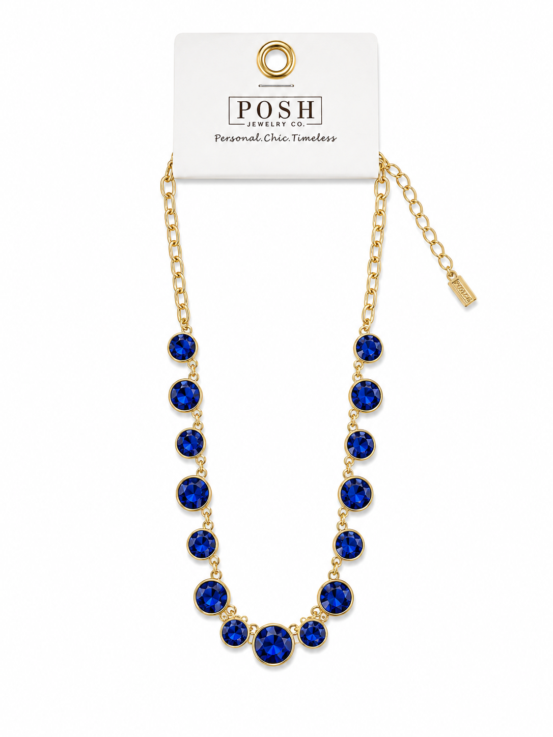 Blue Rhinestone Linked Necklace