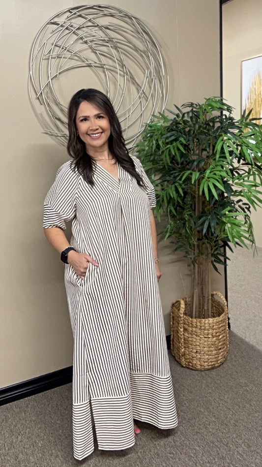 Mocha Striped Dress