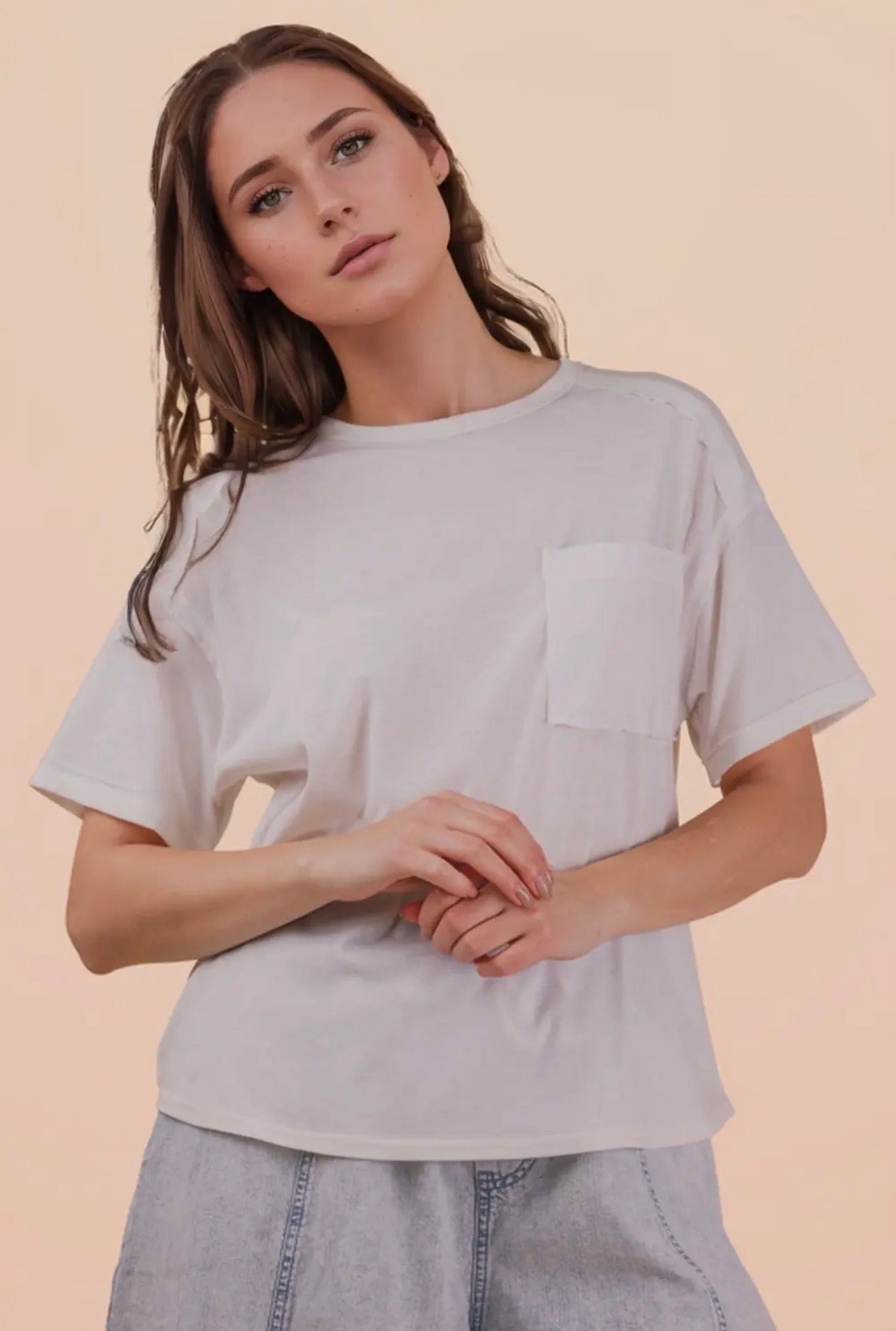 White Casual Pocket T-Shirt
