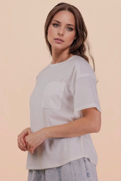 White Casual Pocket T-Shirt