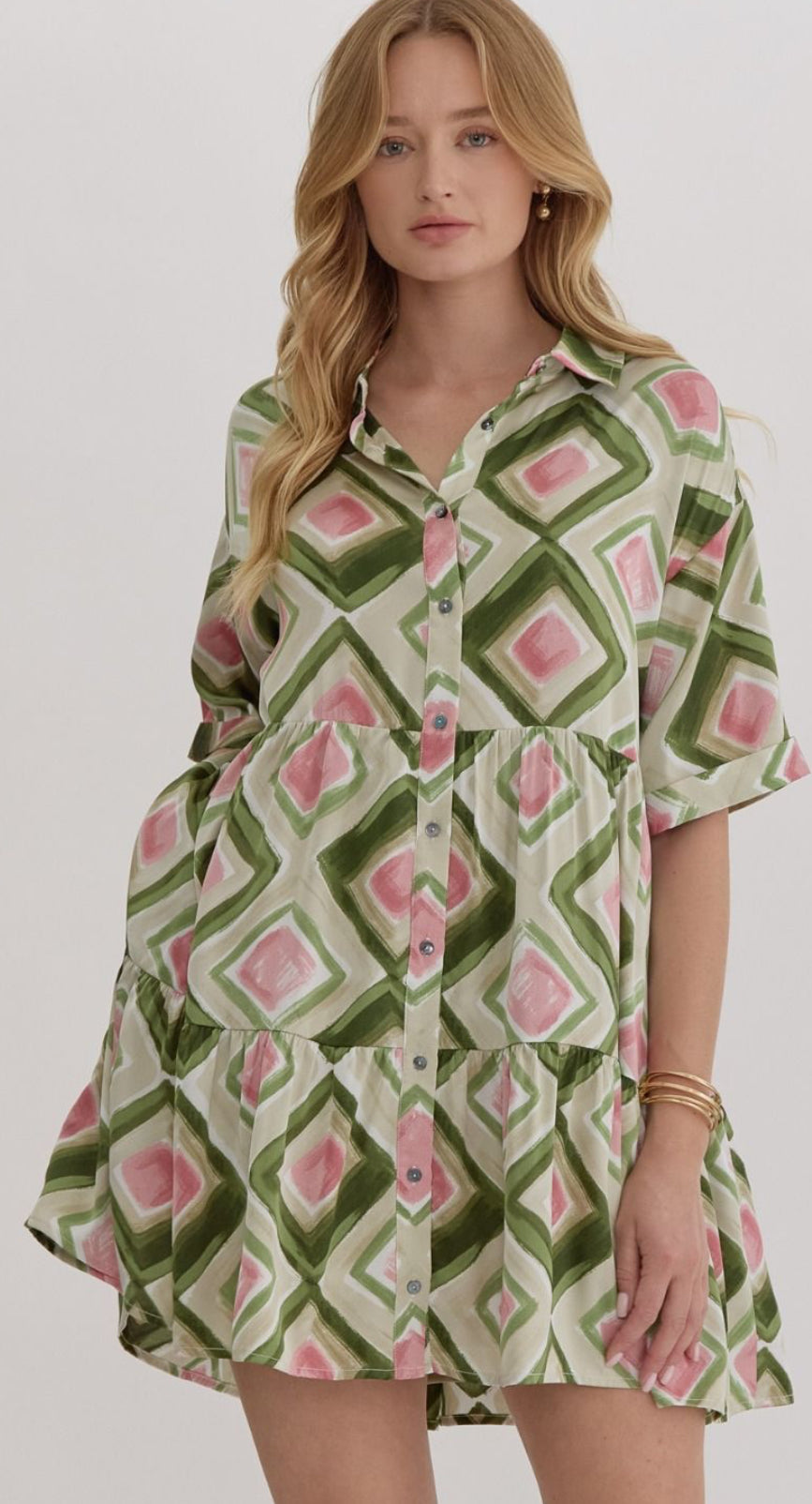 Olive/Pink Diamond Dress