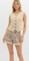 Leopard Cream Cuff Shorts