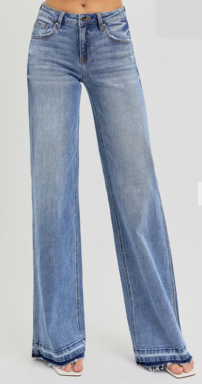 Risen Low Rise Wide Leg Released Hem