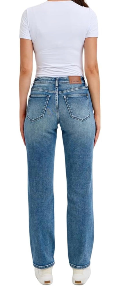Judy Blue Mid Rise Distressed Relaxed Fit
