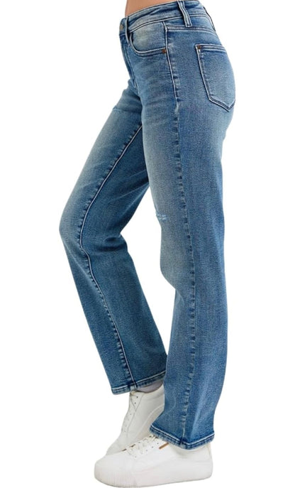 Judy Blue Mid Rise Distressed Relaxed Fit