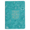 Trust in the Lord Teal Floral Faux Leather Journal with Zipper Closure - Proverbs 3:5