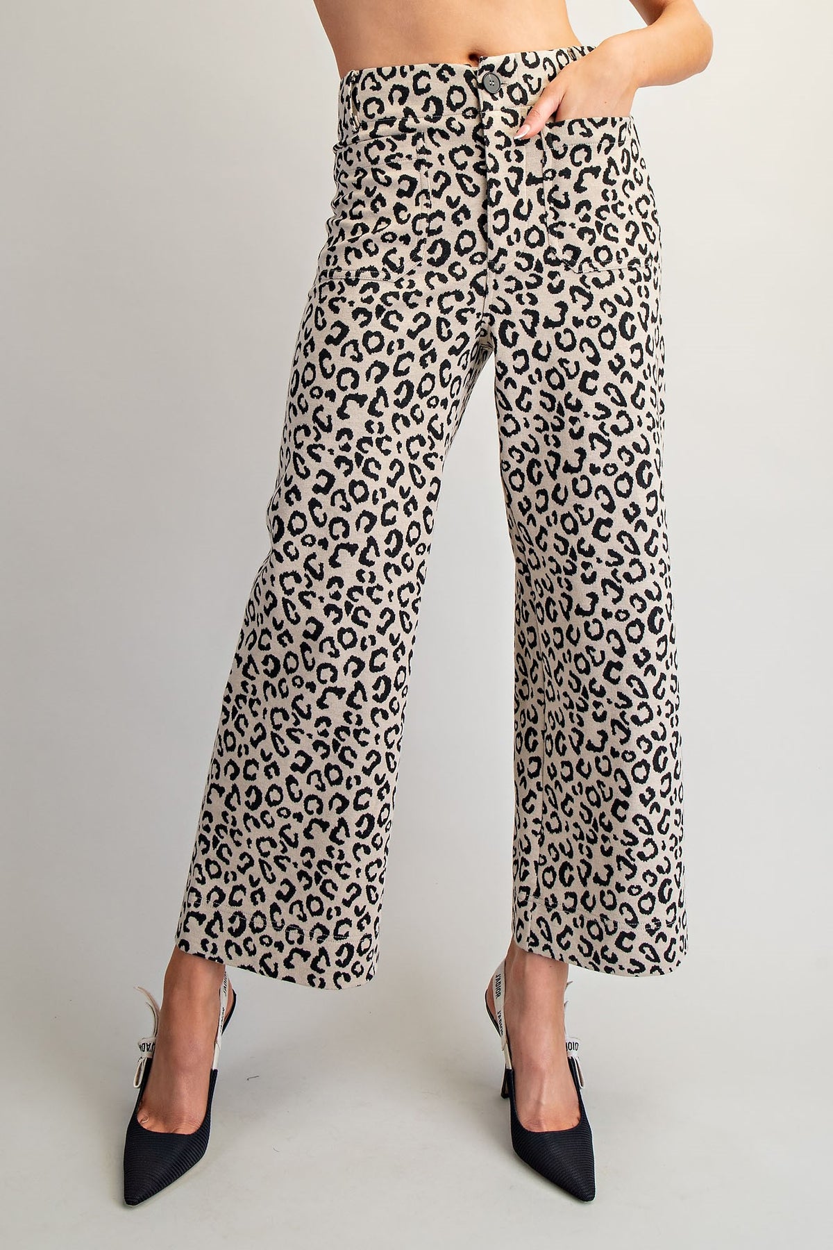 Leopard Printed Zipper Front Pants