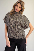 Leopard Print Mock Neck Top