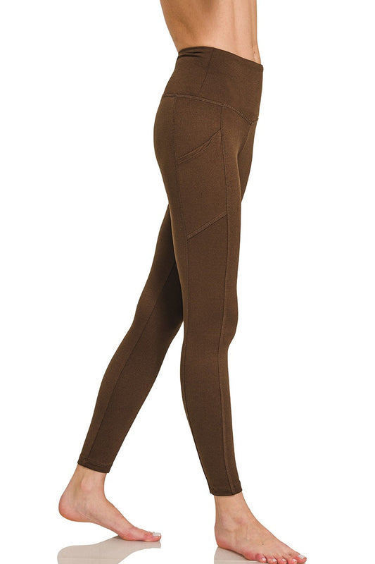 Brown Brushed TC Microfiber Leggings
