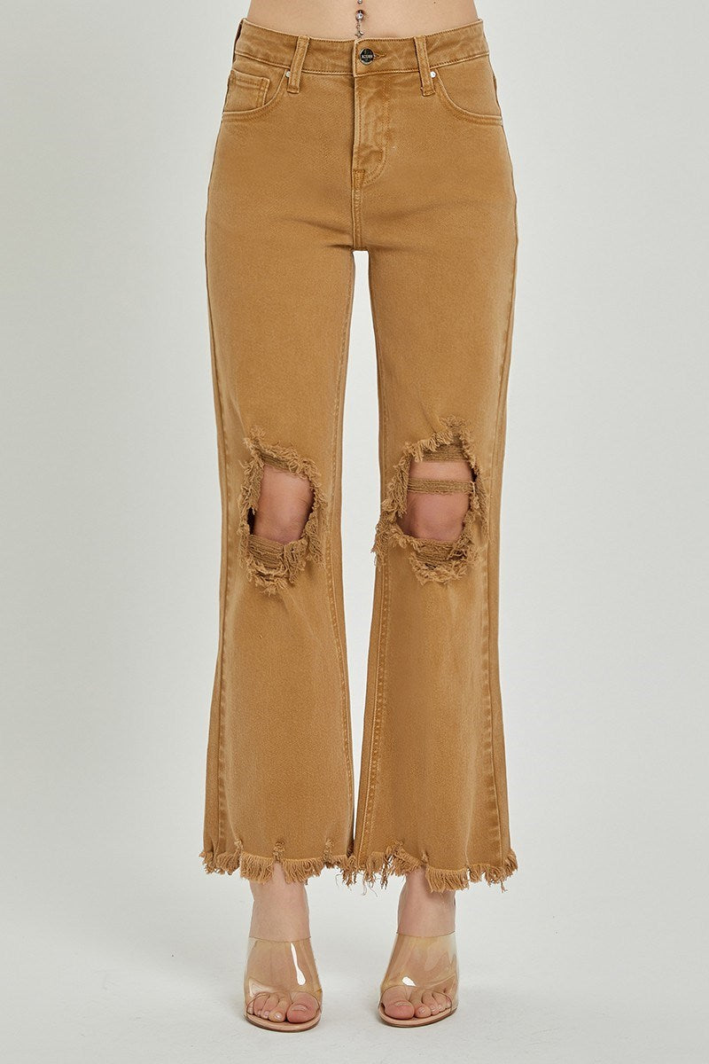 Distressed Straight Leg Jeans