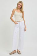 Risen White Tummy Control MR Straight Jeans