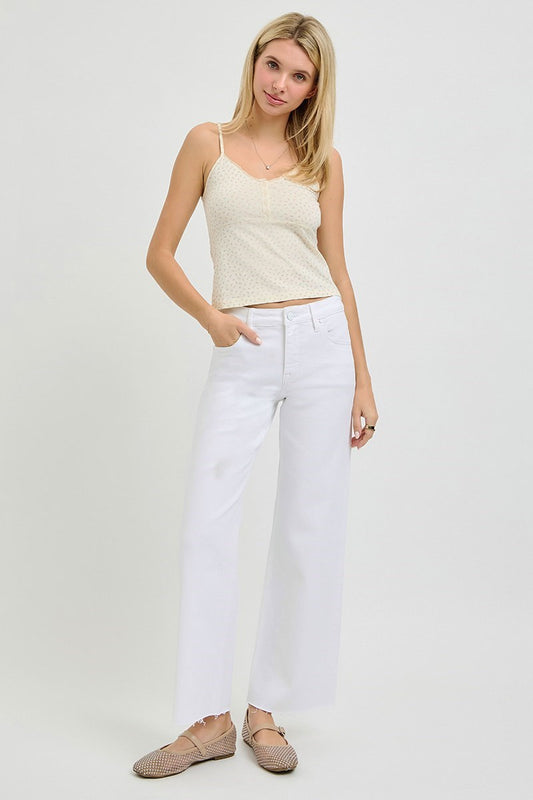 Risen White Tummy Control MR Straight Jeans