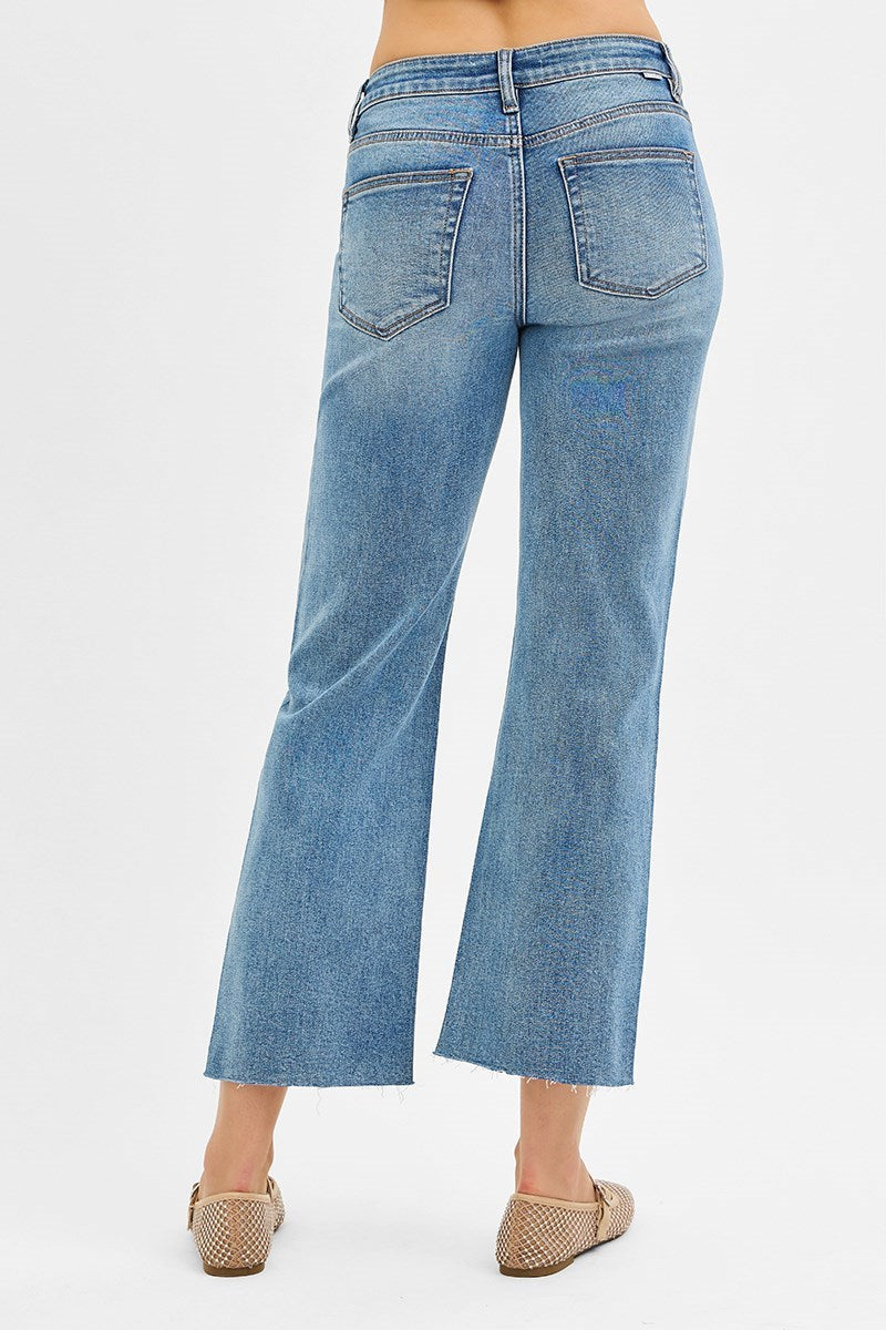 Risen HR Crop Straight Rhinestone Jeans