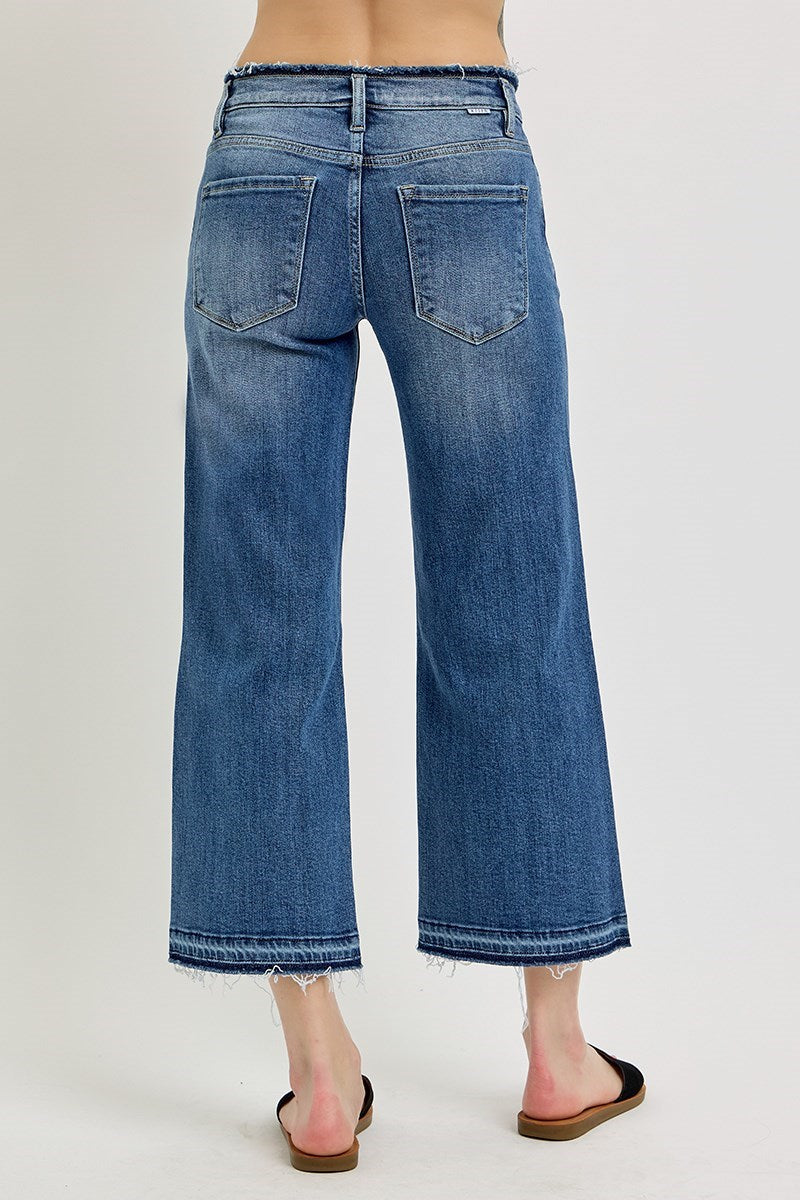 Risen MR Crop Wide Shadow Hem Jeans - Medium