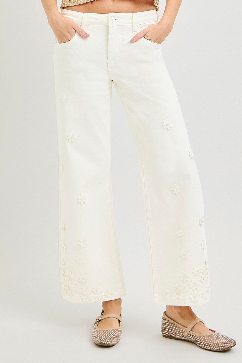 Risen MR Flower Crop Jean