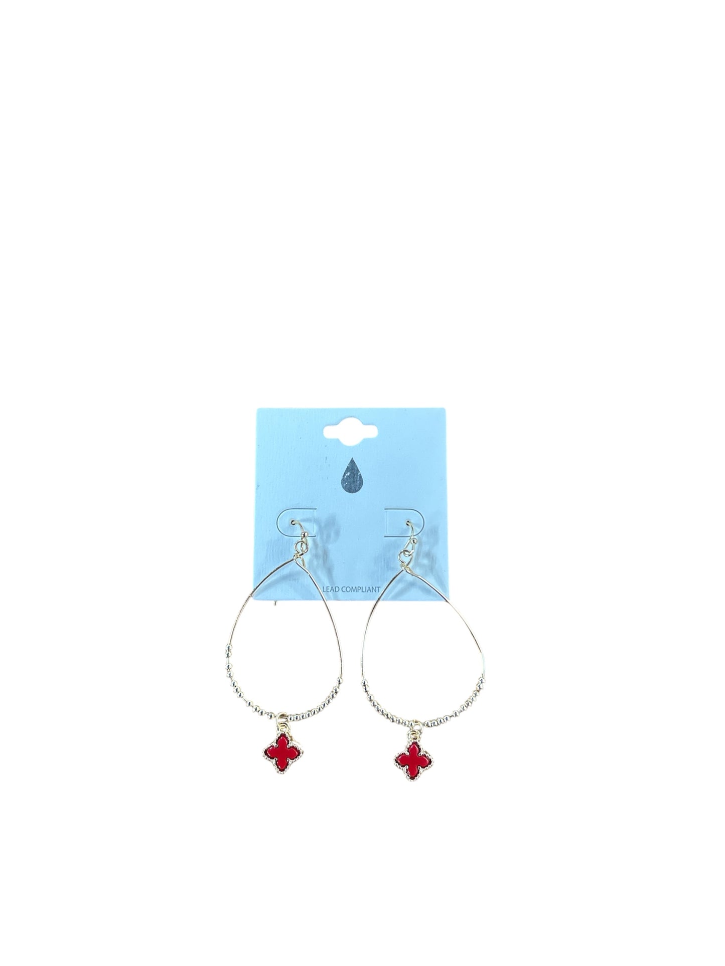 Golden Red Shamrock Hoops