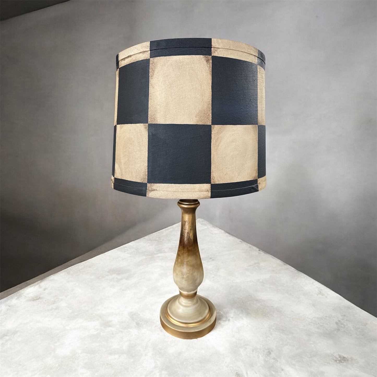 Checkered Lamp Shade with Ombre Base