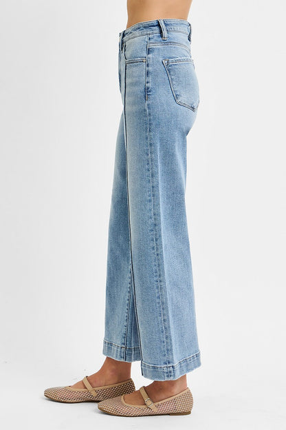 Risen HR Light Cropped Wide Leg Jeans