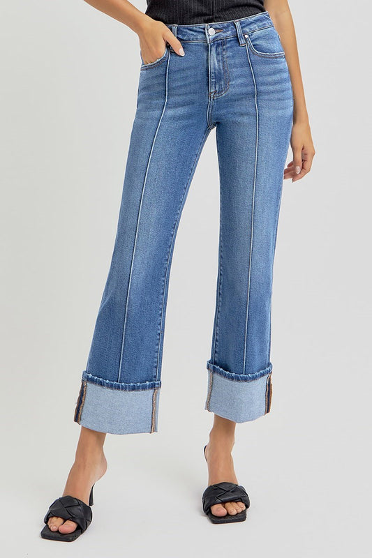 Risen HR Ankle Wide Cuff Jeans