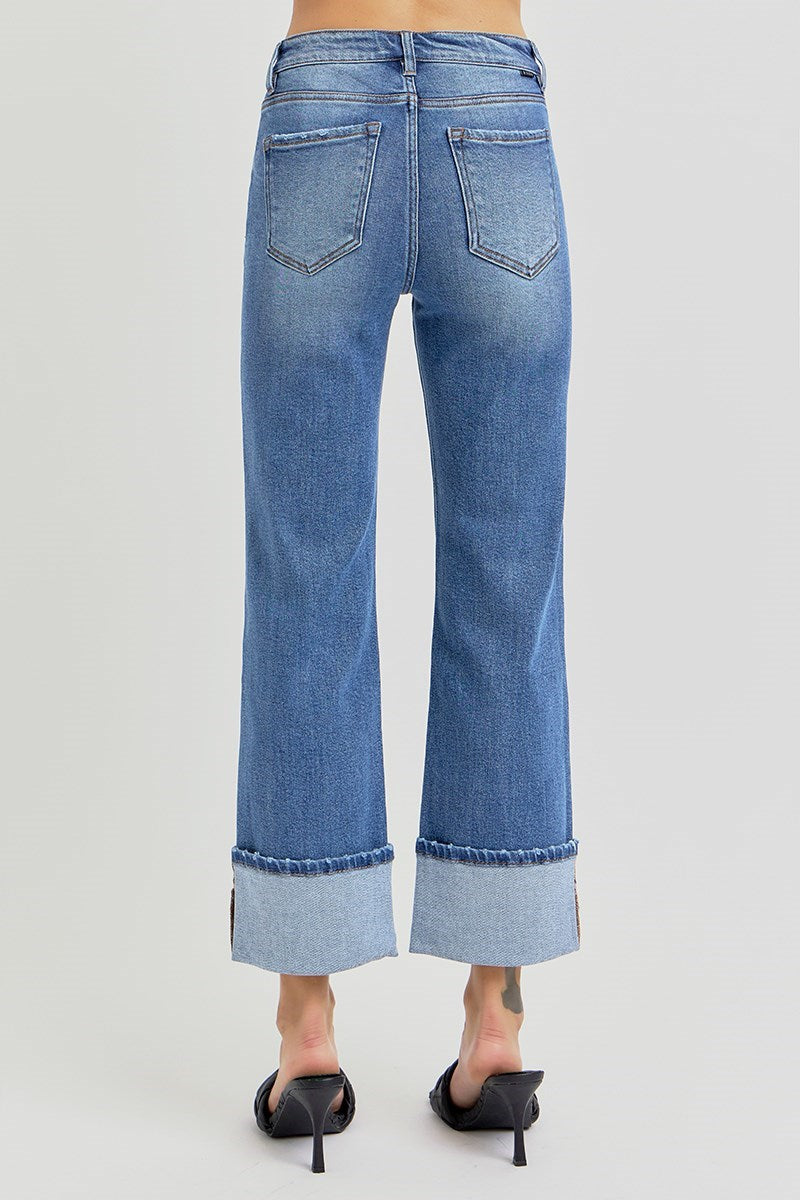 Risen HR Straight Wide Leg Jeans