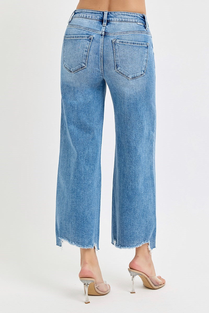 Risen HR Crop Wide Leg Jeans