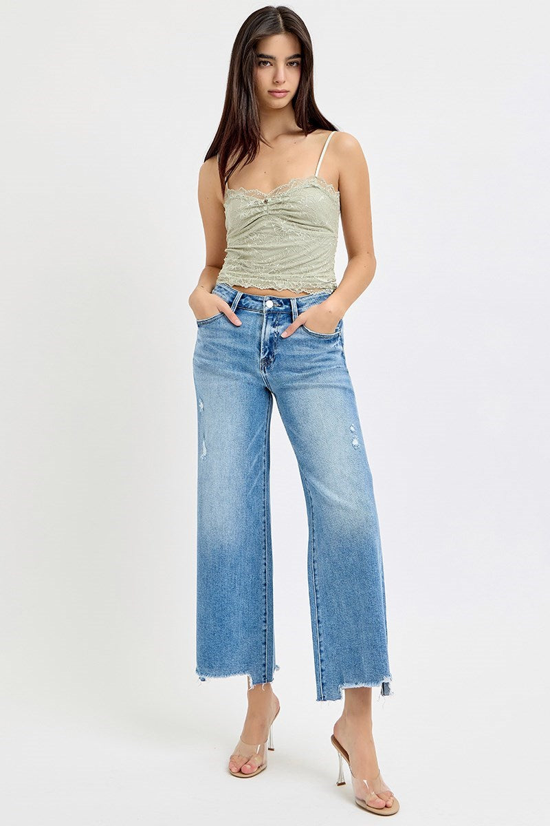 Risen HR Crop Wide Leg Jeans