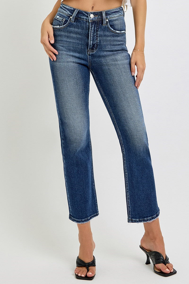Risen HR Tummy Control Crop Straight Jeans