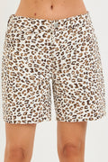Cream Mr Loose Fit Leopard Shorts