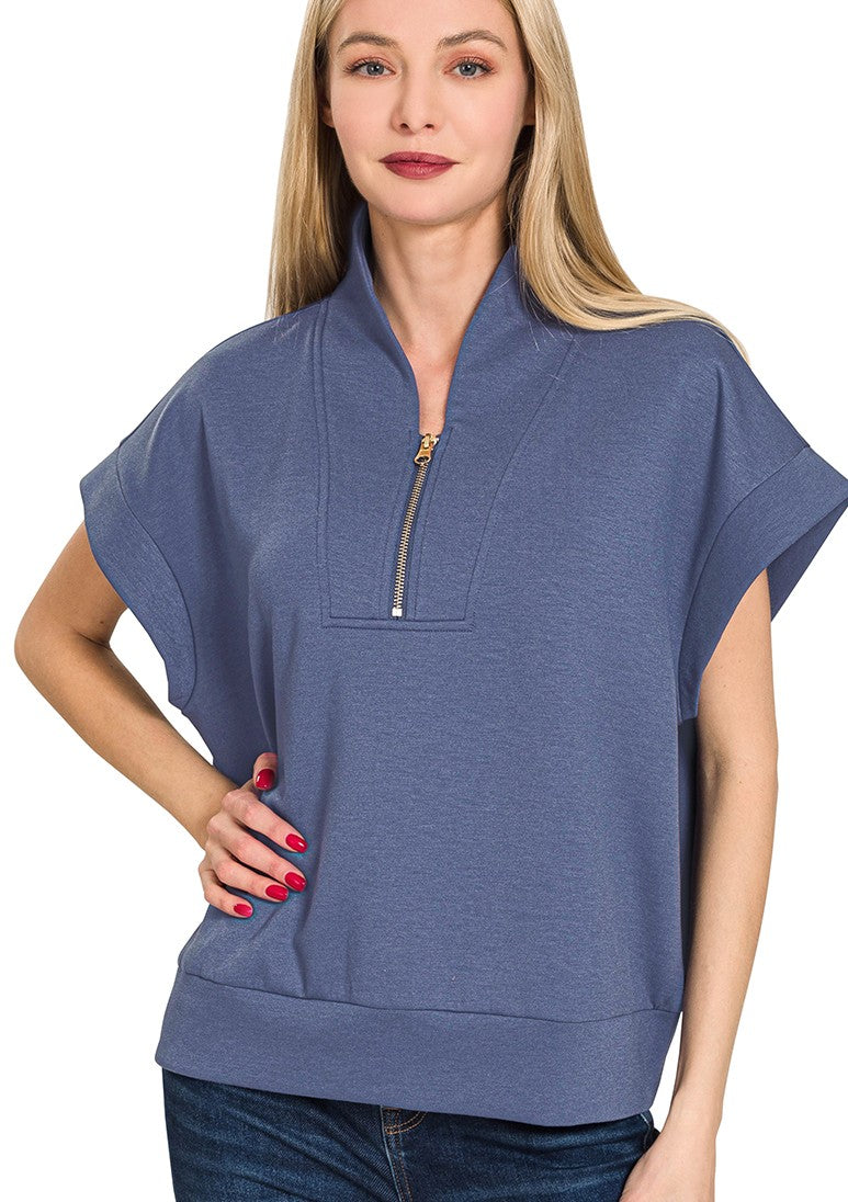 Scuba Blue Indigo Half Zip Top