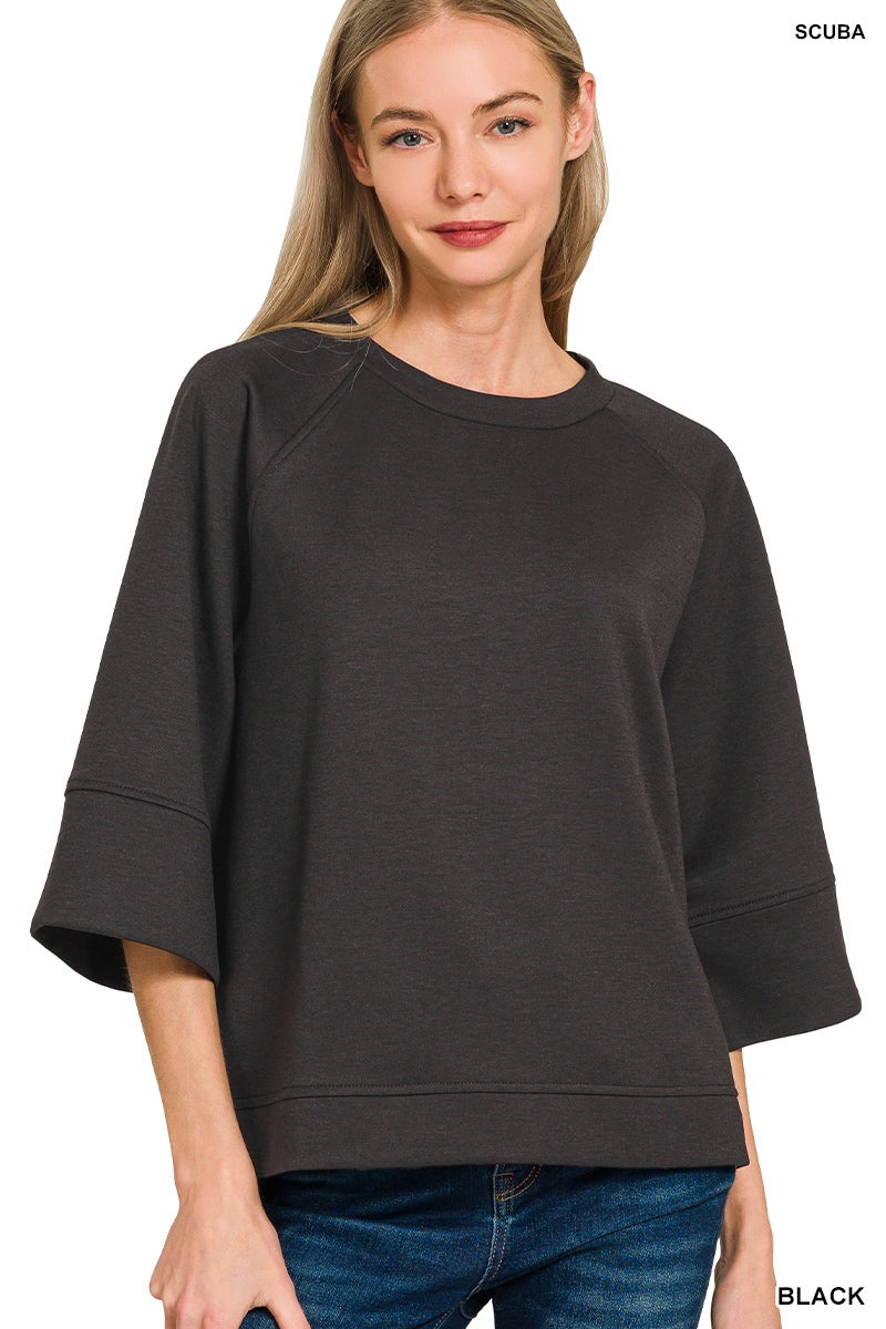 Scuba 3/4 Sleeve Pullover Top