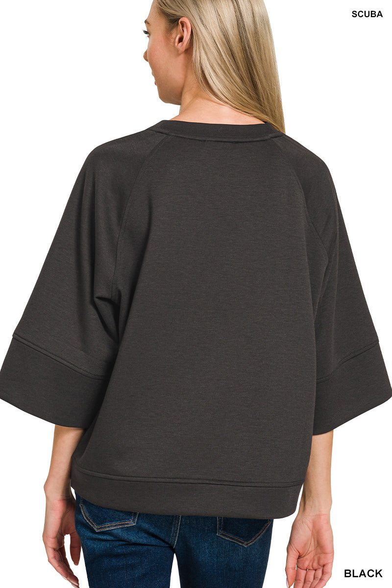 Scuba 3/4 Sleeve Pullover Top