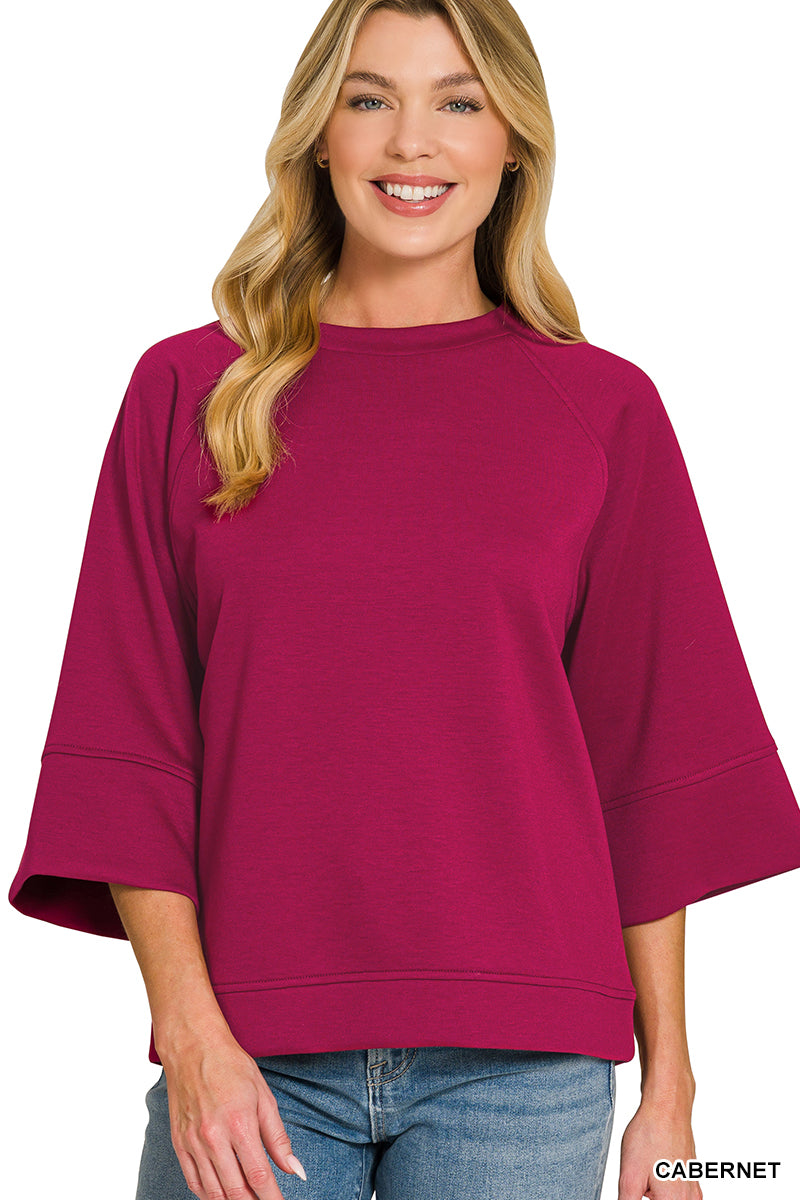 Scuba 3/4 Sleeve Pullover Top