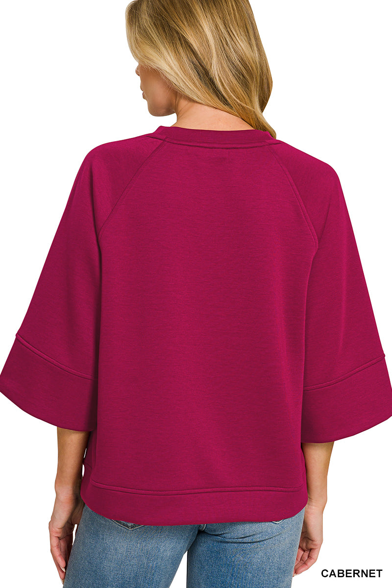 Scuba 3/4 Sleeve Pullover Top