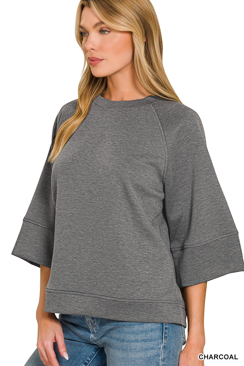 Scuba 3/4 Sleeve Pullover Top