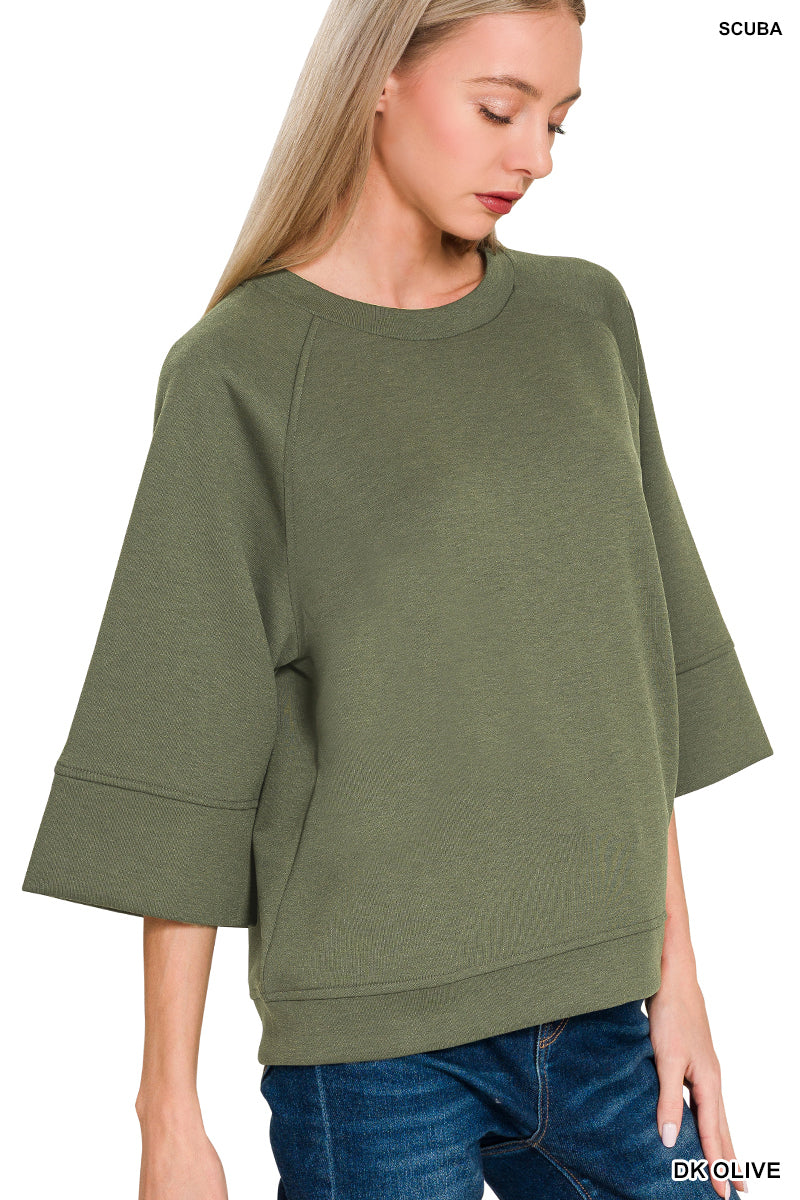 Scuba 3/4 Sleeve Pullover Top
