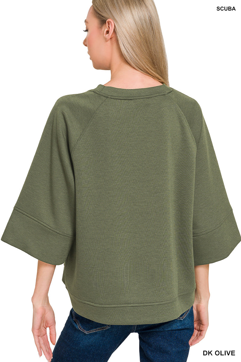 Scuba 3/4 Sleeve Pullover Top