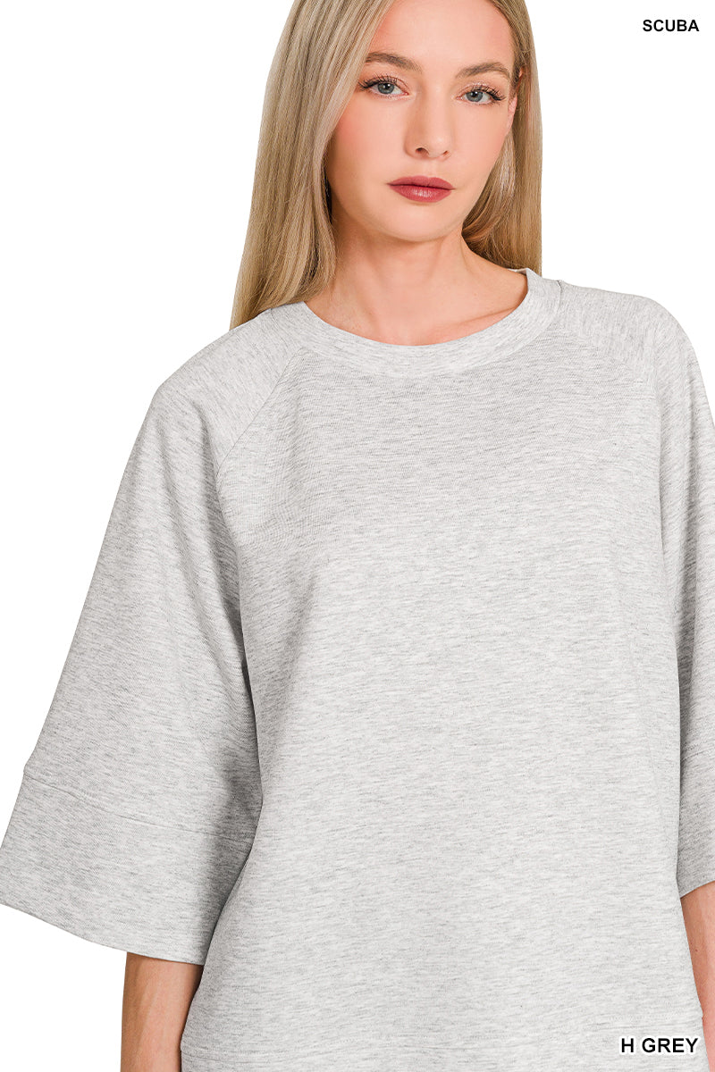 Scuba 3/4 Sleeve Pullover Top