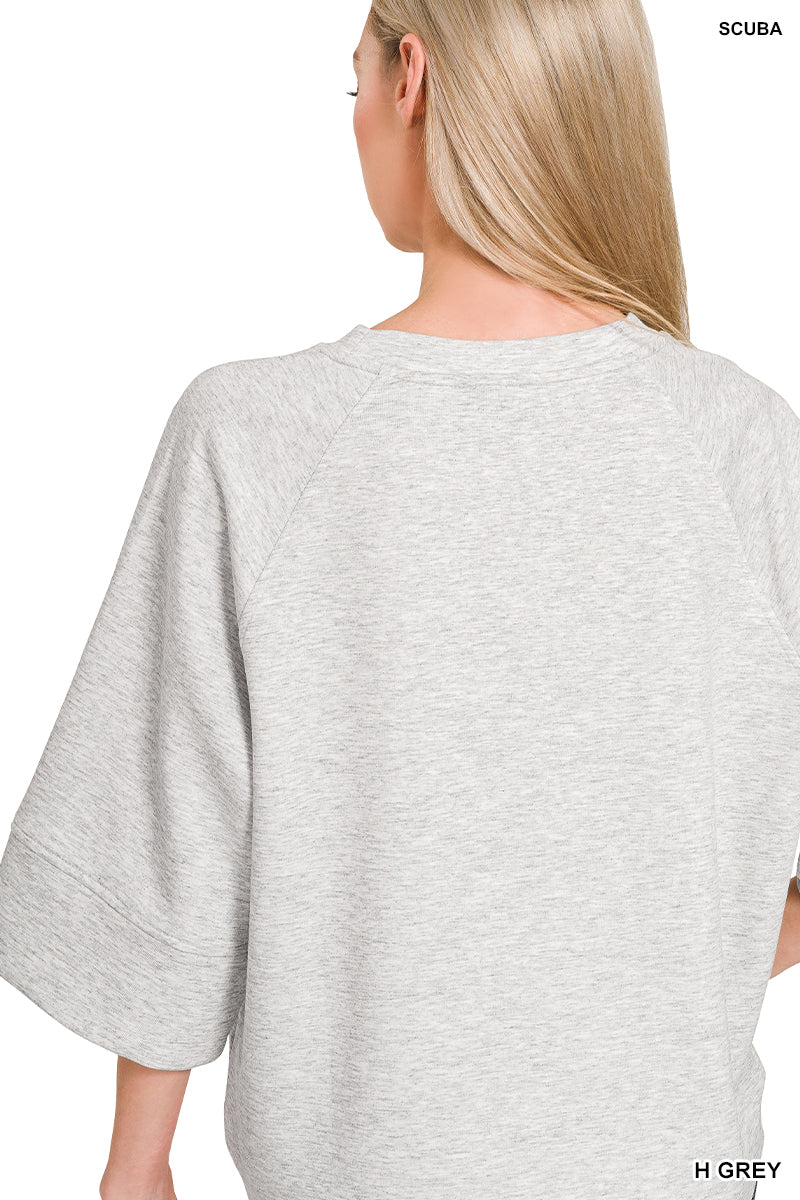 Scuba 3/4 Sleeve Pullover Top