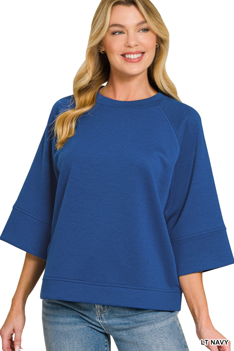 Scuba 3/4 Sleeve Pullover Top
